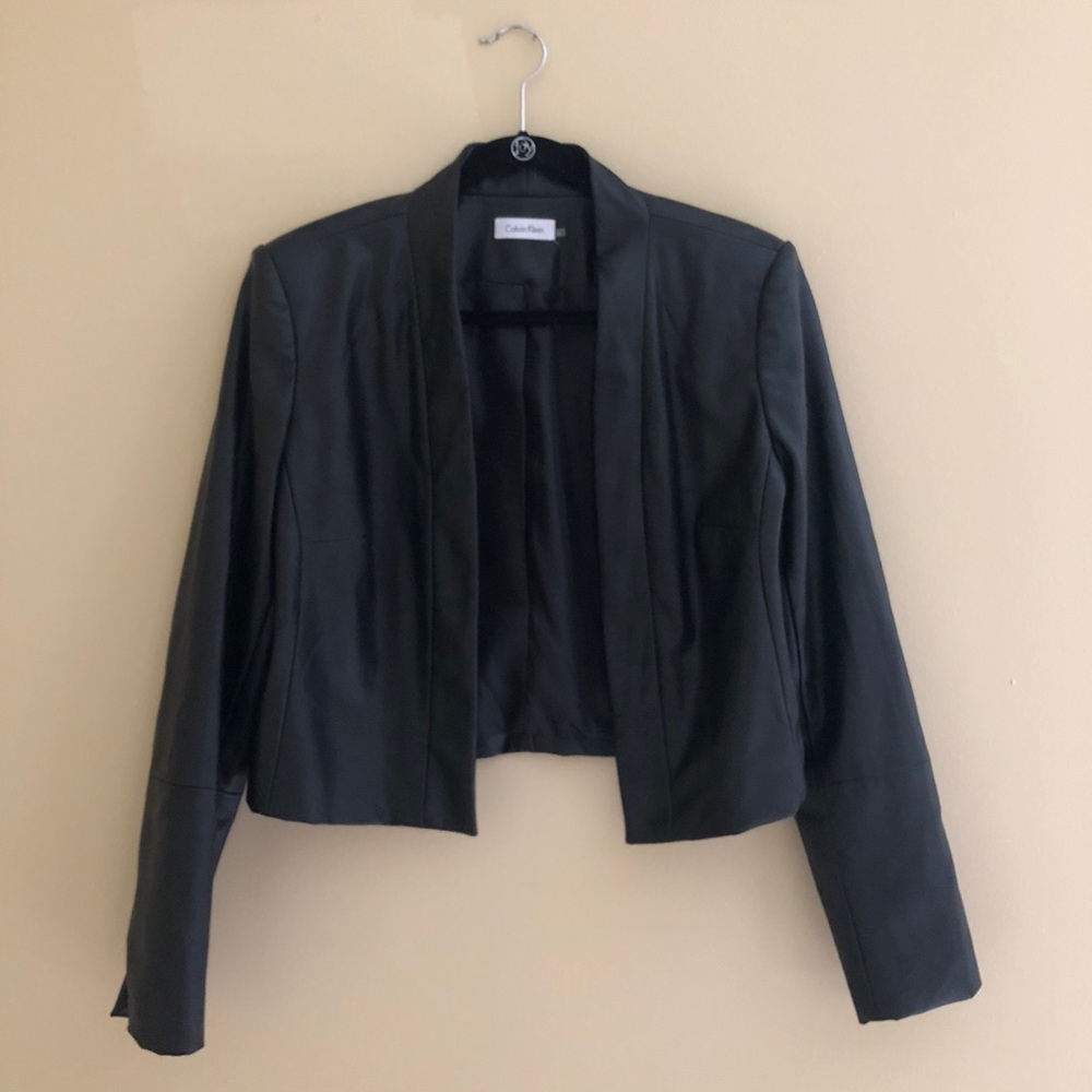 Calvin Klein Cropped Black Leather Jacket